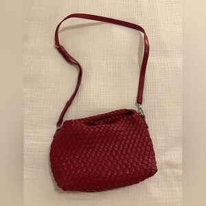 Moda Luxe Red Woven Crossbody Bag